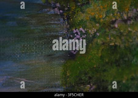 Oil painting close-up showing nature landscape texture Stock Photo