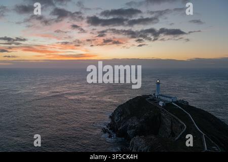 North Wales, United kingdom - Jan 25 2026; Early evening at South Stack Lighthouse on the Isle of Anglesey Stock Photo