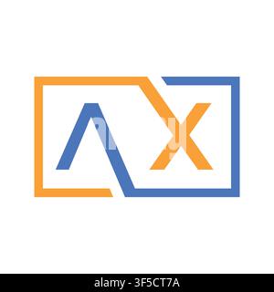 Modern Letter AX symbol with a clean geometric style, ideal for branding, corporate identity, technology, startup projects, digital graphics, statione Stock Vector