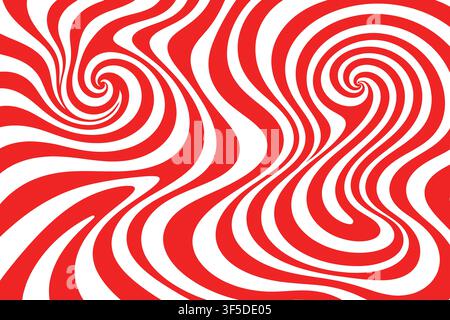 Hypnotic Red White Spiral Optical Illusion Background Stock Vector