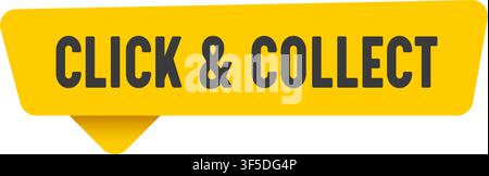 click & collect yellow sticker isolated on transparent background. click & collect sign Stock Vector