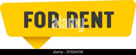 for rent yellow sticker isolated on transparent background. for rent sign Stock Vector