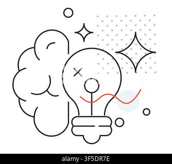 Generative AI - Creative Idea Develipment Process - Brain with Light Bulb  - Stock Illustration  as EPS 10 File Stock Vector