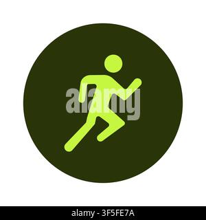 Vector Running Fitness Icon Design with Green Silhouette and Sport Activity Symbol Stock Vector