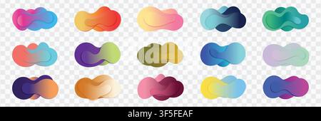 Colorful fluid gradient shapes vector bundle set for modern graphic design and abstract art Stock Vector