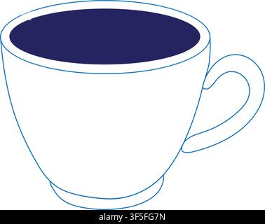Coffee cup line art vector continuous one line drawing with heart steam Stock Vector