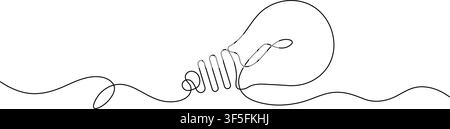 Hand holding light bulb continuous one line art minimalist outline vector illustration Stock Vector
