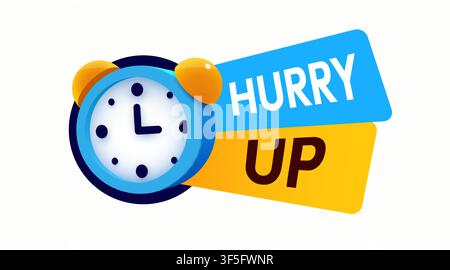 Hurry up sale banner with alarm clock icon. Time limited offer concept for business promotion. Vector illustration Stock Vector