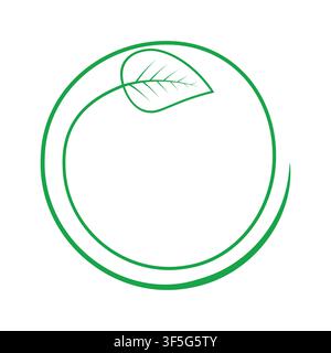 Clean circular apple contour with leaf eco friendly health icon Stock Vector