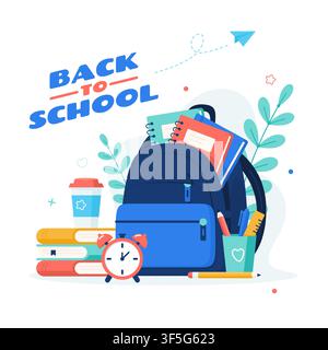 Back to school Backpack with school supplies Stock Vector