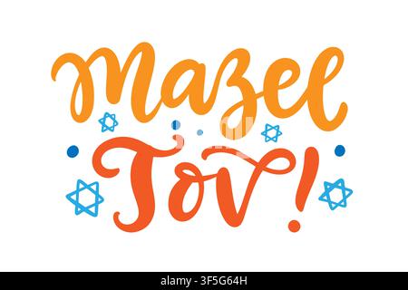 Mazel Tov hand lettering Jewish vector typography Stock Vector