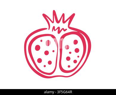 Hand drawn pomegranate minimal outline doodle icon Stock Vector