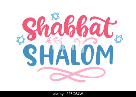 Colorful Shabbat Shalom vector hand lettering Stock Vector