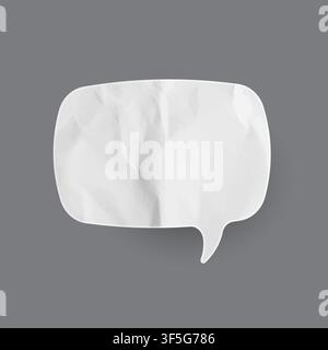 Crumpled paper comic speech bubbles. Hand drawn retro cartoon stickers. Pop art style. Old, vintage dialog boxes with cardboard texture. Vector Stock Vector
