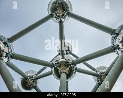 Brussels, Belgium. April 18, 2026, Atomium landmark structure representing atom in Brussels, Belgium Stock Photo