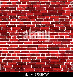 Vector seamless texture of red realistic old brick wall with shadows. Vector illustration Stock Vector