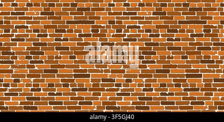 Realistic seamless texture of brown old brick wall with shadows. Detailed seamless pattern. Modern backdrop abstract. Vector illustration Stock Vector