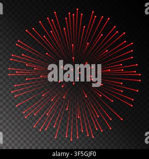 Red fireworks on chess style transparent background. Vector illustration Stock Vector