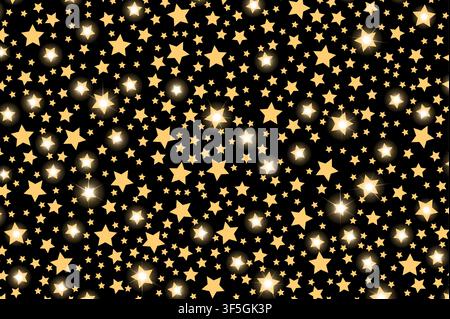 Abstract golden starfall effect pattern isolated on black background. Vector illustration Stock Vector