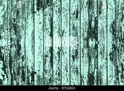 Vector texture of realistic turquoise old painted wooden fence. Vector illustration Stock Vector
