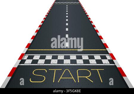 Racing asphalt road. Start and finish concept. Vector illustration Stock Vector