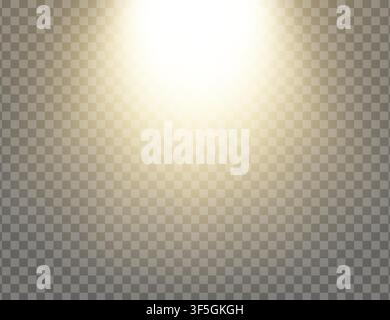 Yellow glowing light explodes isolated on transparent background. Sun rays. Paradise glow. Realistic decoration effect. Vector illustration Stock Vector