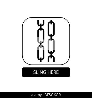 Sling here sign. Flat packaging symbol. Mail box icon isolated on white. Vector illustration Stock Vector