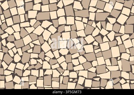 Vector texture of ivory and grey two colored asymmetric decorative tiles wall. Vector illustration Stock Vector