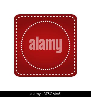 Embroidered red ribbon stamp isolated on white. Can be used for banner, award, sale, icon, logo, label etc. Vector illustration Stock Vector