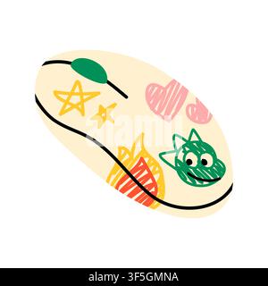 Cute doodle computer mouse with dragon pattern Stock Vector