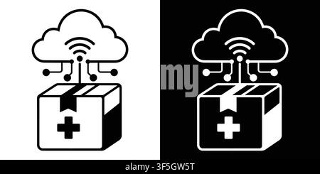 Cloud Medical Delivery Icon, Healthcare Cloud Computing, Medical Supply Distribution, Smart Medicine Logistics Vector Illustration Stock Vector