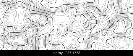 Line map mountain for contour topography texture and topographic vector pattern. Background ocean cartography for relief trail abstract and terrain to Stock Vector