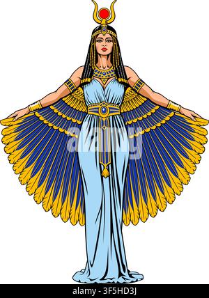 Isis. Ancient Egyptian Goddess. Color vector clipart isolated on white. Stock Vector