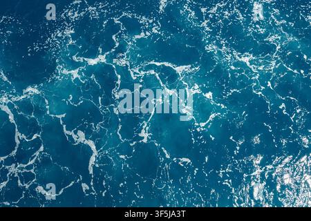 Blue waves with white foam, Kefalonia, Greece, Mediterranean sea Stock Photo
