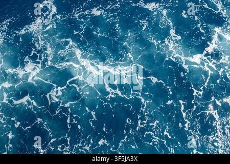 Blue waves with white foam, Kefalonia, Greece, Mediterranean sea Stock Photo