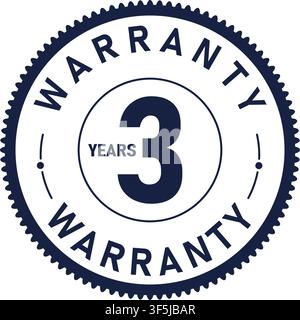 3 Years Warranty Round Guarantee Badge with Premium Seal Design Stock Vector