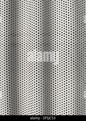 Close-up abstract background of small black dots arranged in flowing vertical waves across a white textured surface, creating an optical illusion of d Stock Photo