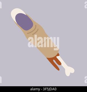 Hand-drawn Halloween dead zombie severed finger with bone and blood for seasonal decor, packaging, holiday offer Stock Vector