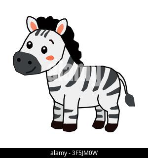 Cute zebra cartoon vector illustration isolated on white background Stock Vector
