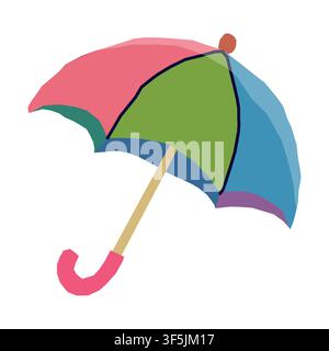 Cute colorful umbrella cartoon vector illustration isolated on white background Stock Vector