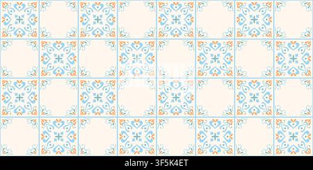Mexican or Mediterranean blue seamless pattern. Tiles vector illustration. Background modern mosaic motif ornaments. Creative ceramic design element. Stock Vector