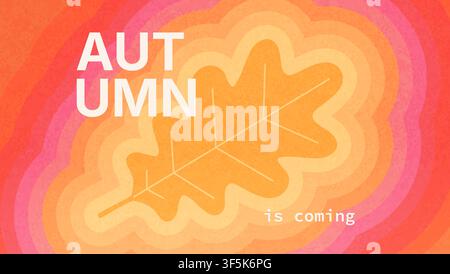 Textured oak leaf, seasonal themed concept. Autumn is coming. Oak leaf and the multicolored silhouette of that leaf. Vector illustration. Stock Vector