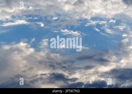 Blue sky clouds background.Beautiful landscape with evening clouds Stock Photo