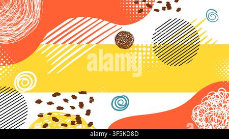 Abstract beautiful cheerful cute background. Bright banner. Hand drawn. Not AI, vector illustration Stock Vector