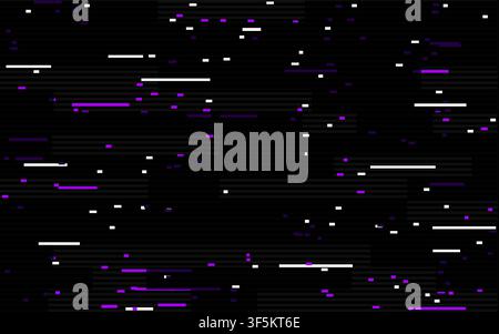 Glitch background with digital noise. Scan lines with pixel distortion. Futuristic cyber error texture. Video damage effect for technology or Stock Vector