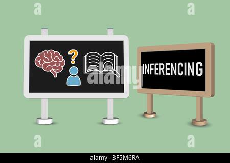 Displaying symbols for inferencing, knowledge, and problem solving on blackboards Stock Photo