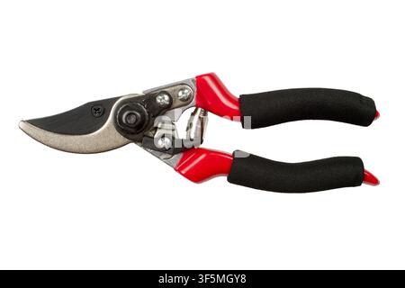 Modern garden pruning shears on a white background. The pruning shears isolated. Stock Photo