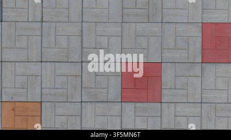 Top View of Decorative Concrete Paving Blocks with Geometric Pattern Stock Photo