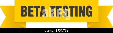 beta testing ribbon. beta testing yellow ribbon isolated on transparent background Stock Vector