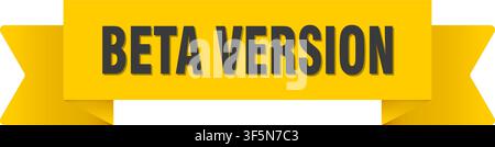 beta version ribbon. beta version yellow ribbon isolated on transparent background Stock Vector